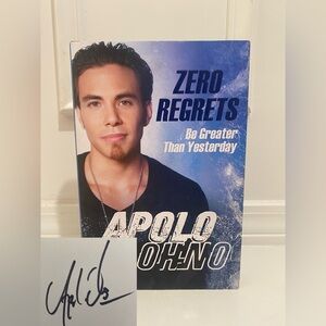 SIGNED Apolo Ohno USA Olympic Speed Skating Gold Medalist Hardcover Book